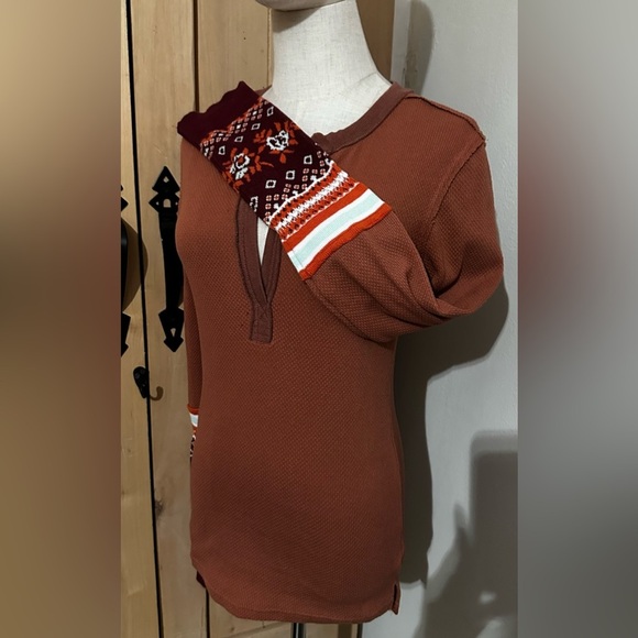 Free People Mikah Layering Thermal Cuff Autumn Combo Shirt Size Med - Picture 4 of 4